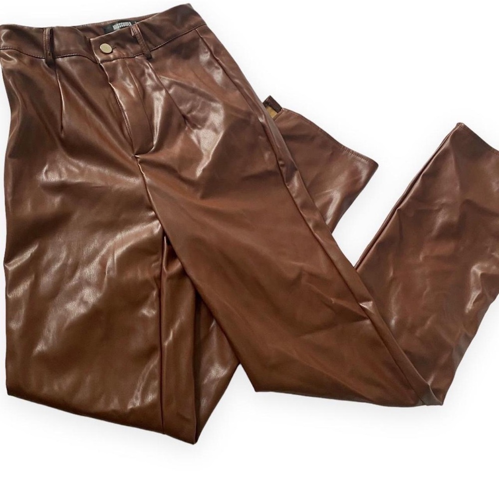 Brown faux leather pants